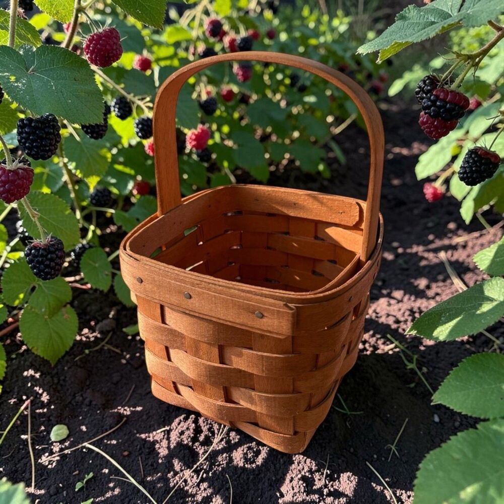 Longaberger Small Square Basket 1991 Signed VTG With Handle